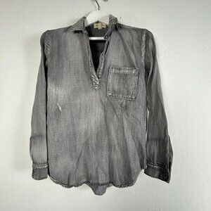 Cloth & Stone Women's Long Sleeve V-Neck Pullover Casual Blouse Gray Small